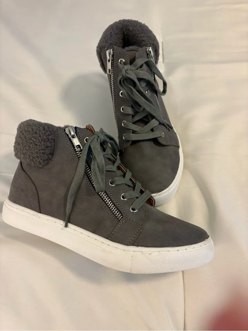 DV by Dolce Vita Gray High-Top Sneakers with Sherpa Collar